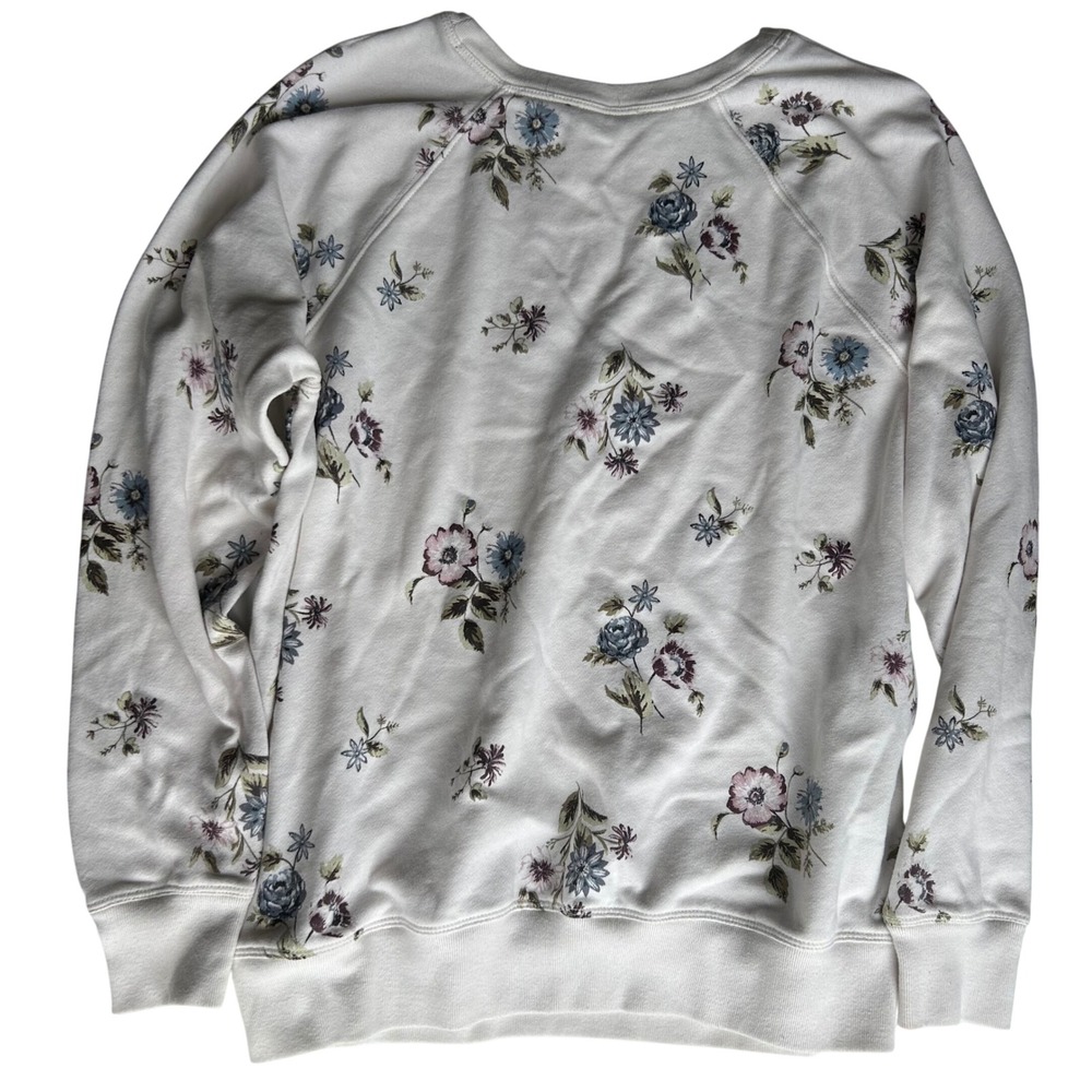 Abercrombie & Fitch Floral Sweatshirt XL Cream Blue Purple Pullover